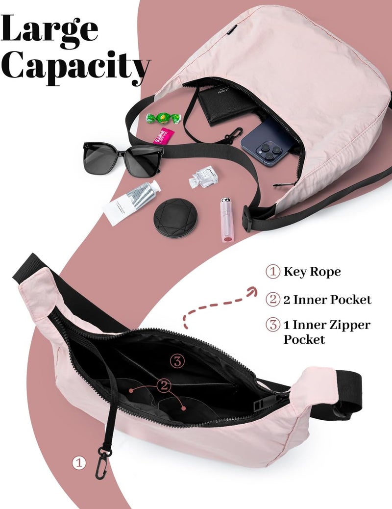 Iioscre Medium Crossbody Crescent Bag for Women Men Trendy, Nylon Crossbody Hobo Bag with Adjustable Strap and Inner Pockets. - Image 4